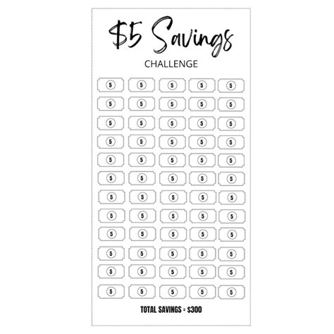 5 Dollar Challenge Printable Chart